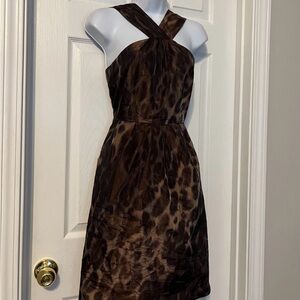 Banana Republic Brown and Black Sheath Dress Halter Neckline
